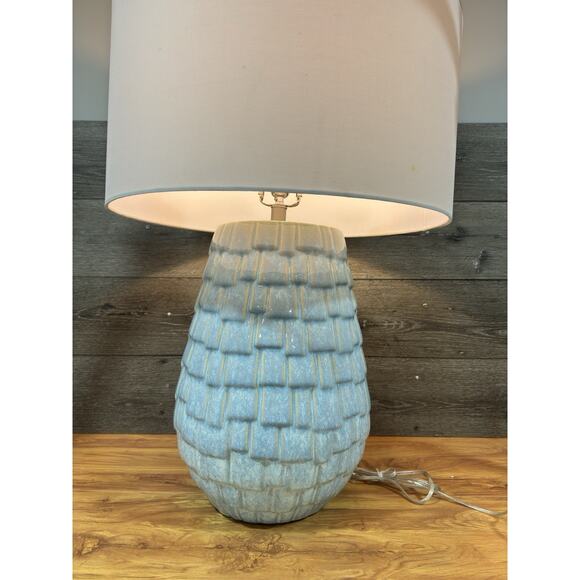 Uttermost Talima Blue Crackle Glaze Ceramic Table Lamp 29” Brushed Nickel - Picture 3 of 13